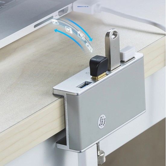 Orico MH4PU Hub Clamp-Mounted 4x USB-A 3.0 - Silver