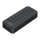 Orico CT2U3-7AB 7x USB-A 3.0 Hub with Switches - Black