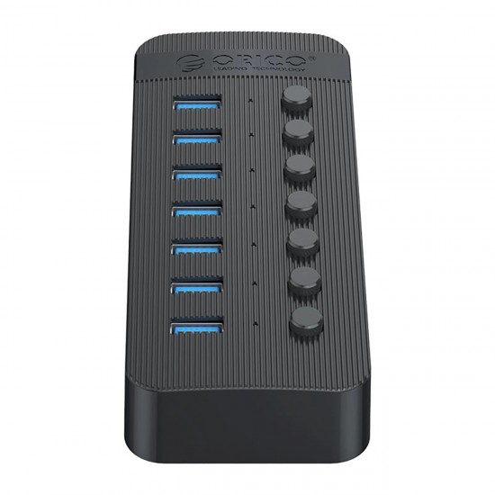 Orico CT2U3-7AB 7x USB-A 3.0 Hub with Switches - Black