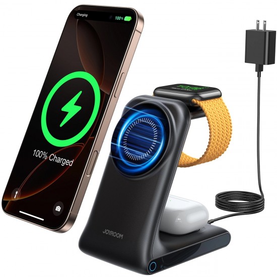 Joyroom JR-W15 Wireless Charger 3 in 1 Charging Station with MagSafe - Black