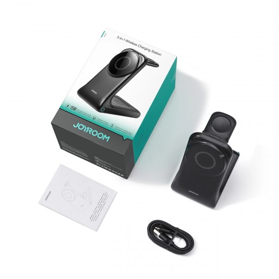 Joyroom JR-W15 Wireless Charger 3 in 1 Charging Station with MagSafe - Black