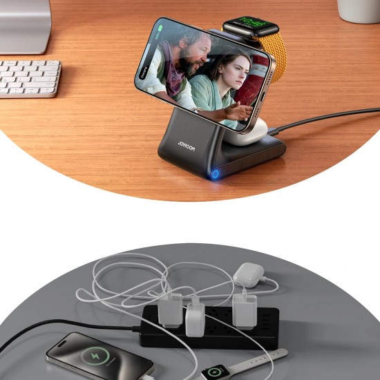Joyroom JR-W15 Wireless Charger 3 in 1 Charging Station with MagSafe - Black