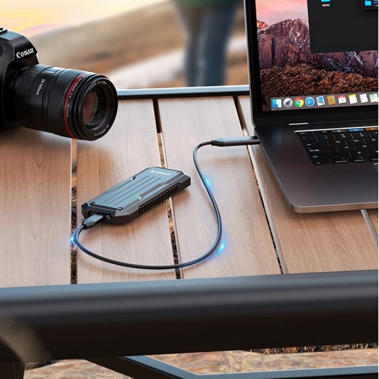 Orico OXS2C3-G2 M.2 NVMe/SATA SSD USB-C 3.2 Tactical Reinforced Disk Caddy - Gray