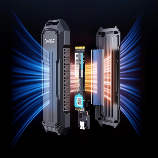 Orico OXS2C3-G2 M.2 NVMe/SATA SSD USB-C 3.2 Tactical Reinforced Disk Caddy - Gray