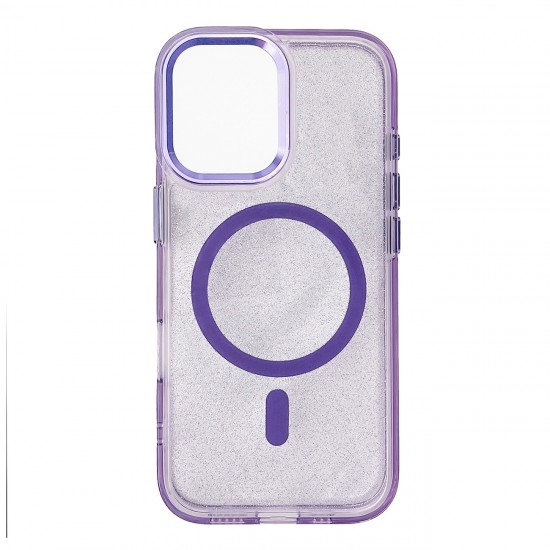 Wozinsky Glitter Case MagSafe for Samsung Galaxy S24 FE - Purple with Glitter