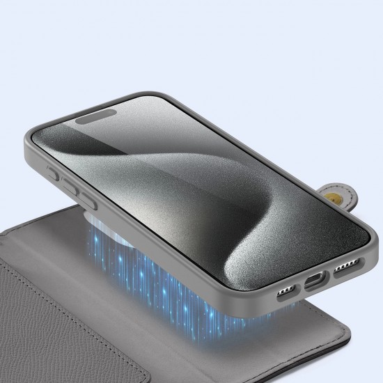 Dux Ducis Lawa Leather Case for iPhone 15 Pro Max - Gray