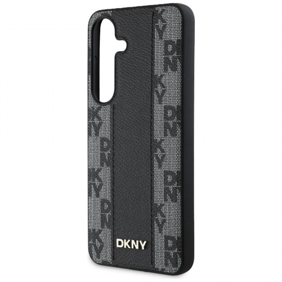 DKNY Leather Checkered Pattern MagSafe Case for Samsung Galaxy S25 Black