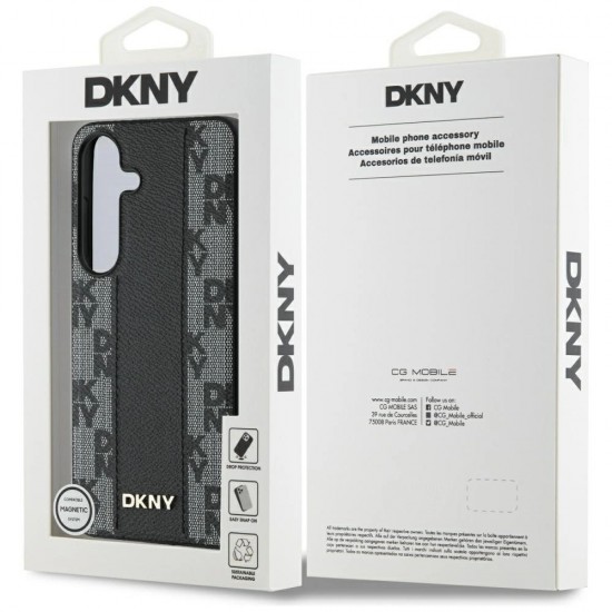 DKNY Leather Checkered Pattern MagSafe Case for Samsung Galaxy S25 Black