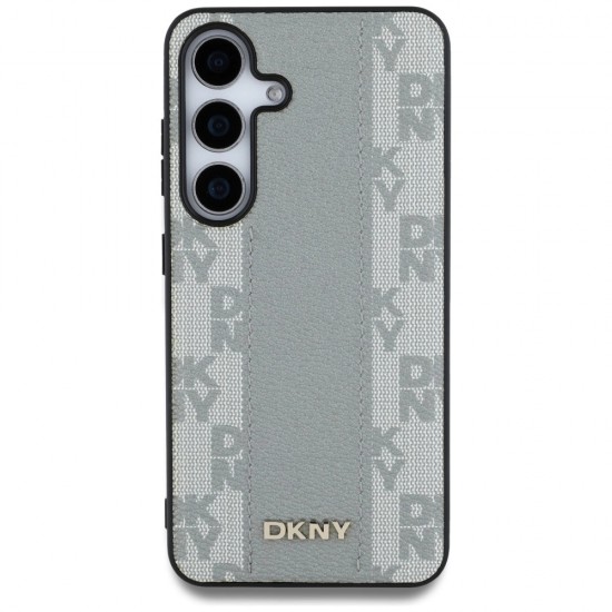 DKNY Leather Checkered Pattern MagSafe case for Samsung Galaxy S25 taupe