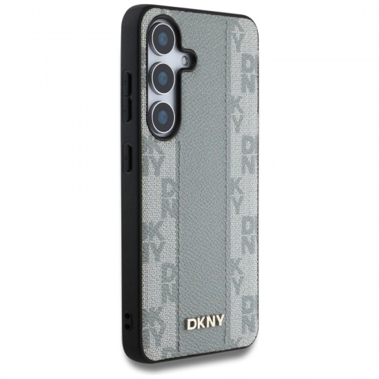 DKNY Leather Checkered Pattern MagSafe case for Samsung Galaxy S25 taupe