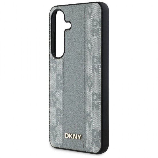 DKNY Leather Checkered Pattern MagSafe case for Samsung Galaxy S25 taupe
