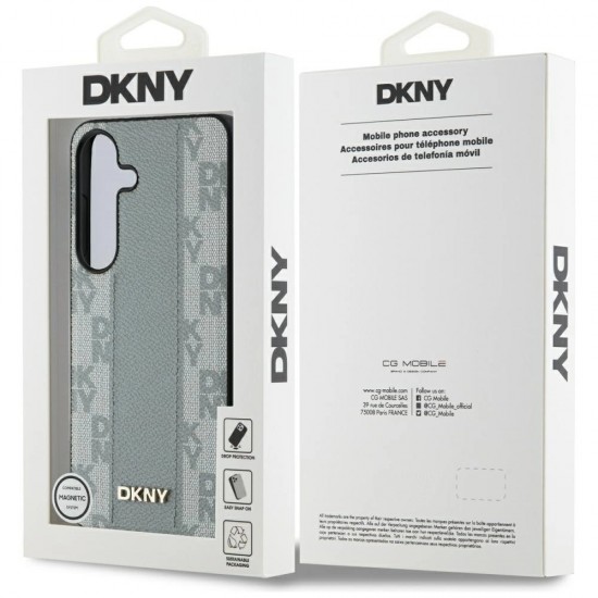 DKNY Leather Checkered Pattern MagSafe case for Samsung Galaxy S25 taupe