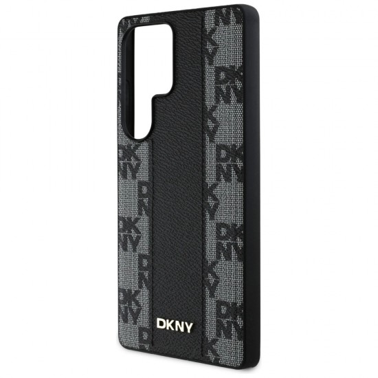 DKNY Leather Checkered Pattern MagSafe Case for Samsung Galaxy S25 Ultra Black