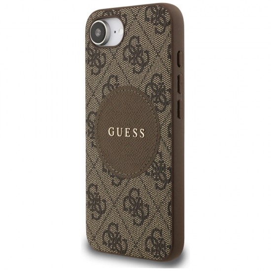 Guess 4G Circle Classic Logo MagSafe case for iPhone 16e - brown