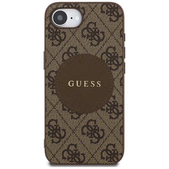 Guess 4G Circle Classic Logo MagSafe case for iPhone 16e - brown