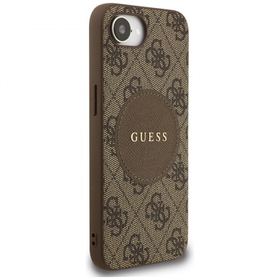 Guess 4G Circle Classic Logo MagSafe case for iPhone 16e - brown