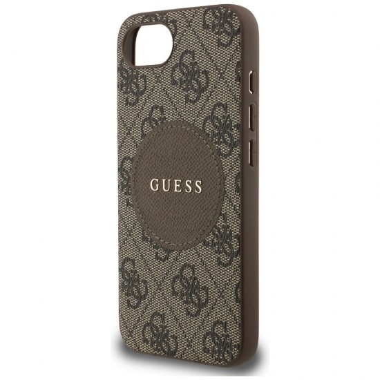Guess 4G Circle Classic Logo MagSafe case for iPhone 16e - brown