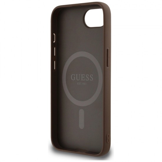 Guess 4G Circle Classic Logo MagSafe case for iPhone 16e - brown