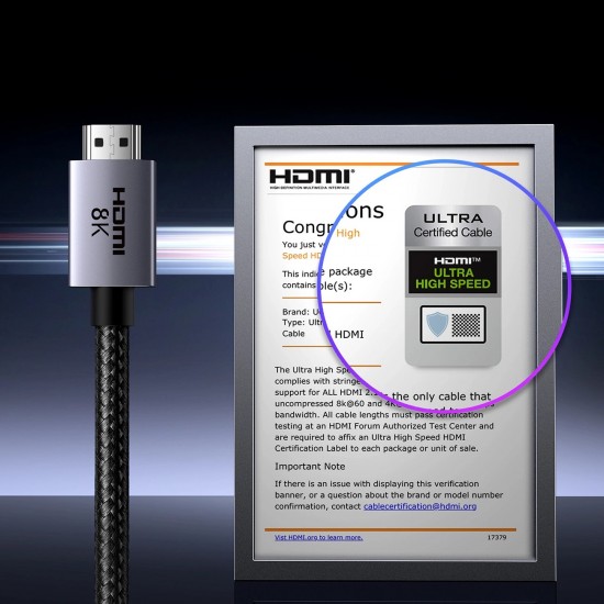 Ugreen HD171 35376 cable with HDMI 2.1 8K connectors certified 5 m - gray