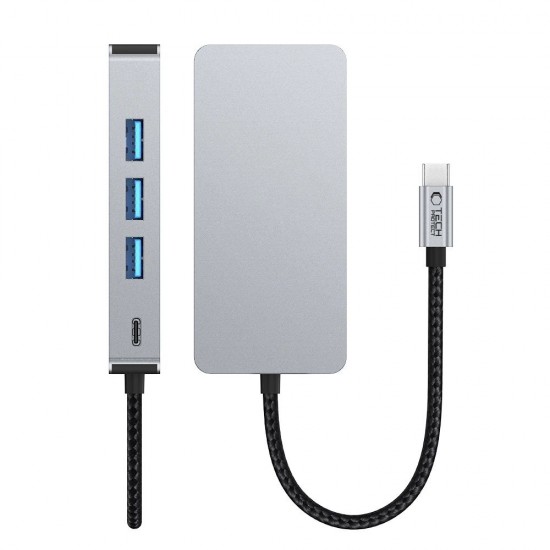 Tech-Protect HB05 HUB 9in1 USB-C + USB2.0 + USB3.0 + HDMI 4K 60HZ + SD / TF + PD100W + RJ45 adapter - gray