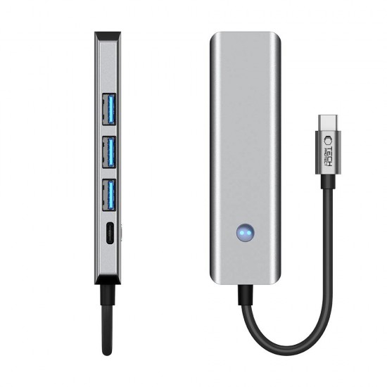 Tech-Protect HB01 HUB Adapter 5in1 USB-C + USB3.0 + HDMI 4K 60Hz + PD100W - gray