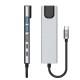 Tech-Protect HB02 HUB Adapter 6in1 USB-C + USB2.0 + USB3.0 + HDMI 4K 30Hz + RJ45 + PD100W - gray