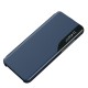 Eco Leather View Case, an elegant case with a flap and stand for iPhone 16e / 17e - blue