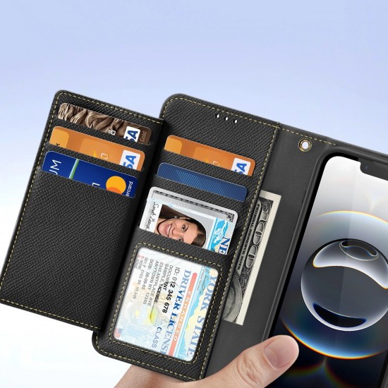 Dux Ducis Lawa Leather Case for iPhone 16e / 17e with Detachable Magnetic Wallet - Black