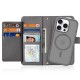 Dux Ducis Lawa iPhone 16 Pro Leather Case with Detachable Magnetic Wallet - Gray