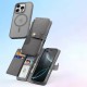 Dux Ducis Lawa Leather Case for iPhone 16 Pro Max with Detachable Magnetic Wallet - Gray