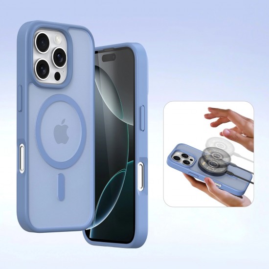 Dux Ducis Lawa Leather Case for iPhone 16 Pro Max with Detachable Magnetic Wallet - Blue