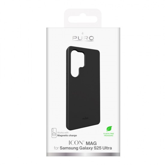 Puro Icon Mag Silicone Case with MagSafe for Samsung Galaxy S25 Ultra - Black