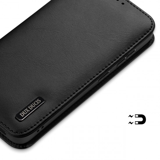 Dux Ducis Hivo Samsung Galaxy S25 Edge Case with Flip and RFID Protection - Black