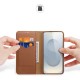 Dux Ducis Hivo Samsung Galaxy S25 Edge Case with Flip and RFID Protection - Brown