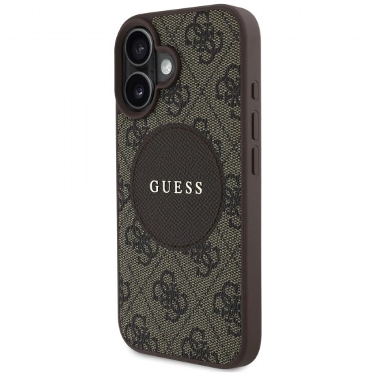 Guess 4G Circle Classic Logo MagSafe case for iPhone 16 - brown