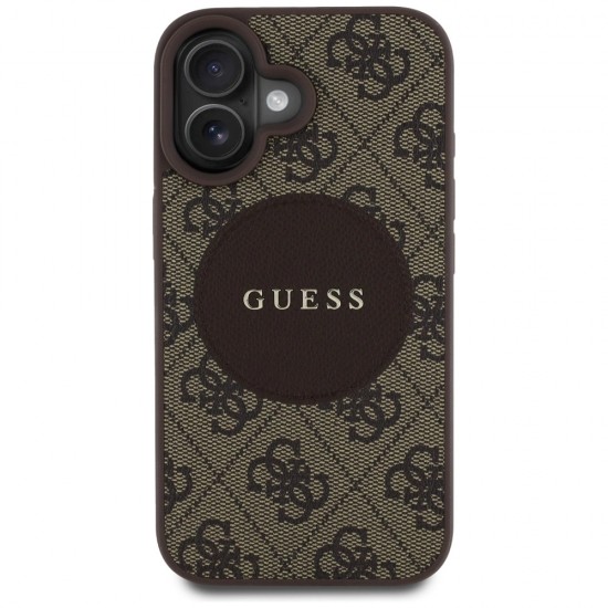 Guess 4G Circle Classic Logo MagSafe case for iPhone 16 - brown