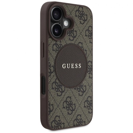 Guess 4G Circle Classic Logo MagSafe case for iPhone 16 - brown