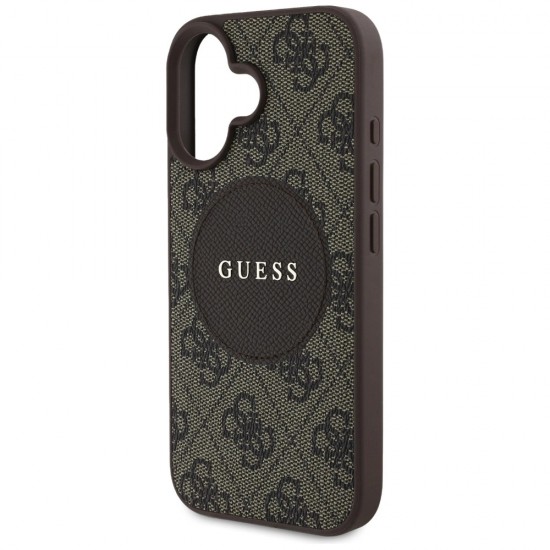 Guess 4G Circle Classic Logo MagSafe case for iPhone 16 - brown