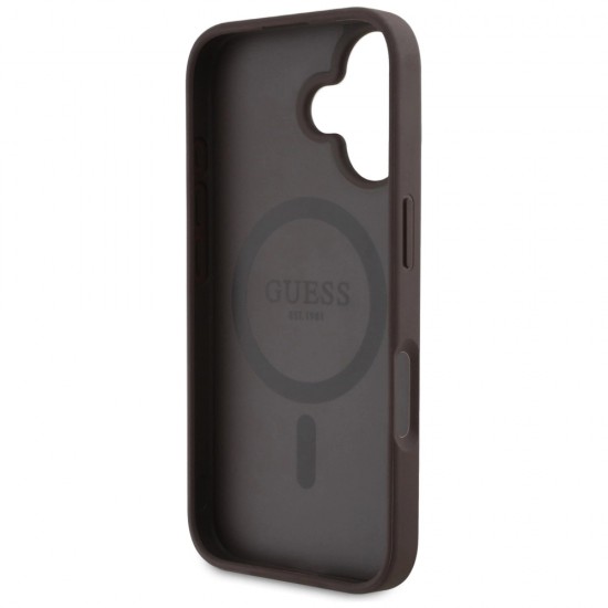 Guess 4G Circle Classic Logo MagSafe case for iPhone 16 - brown