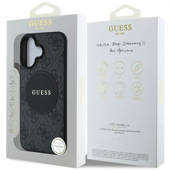 Guess 4G Circle Classic Logo MagSafe case for iPhone 16 - black