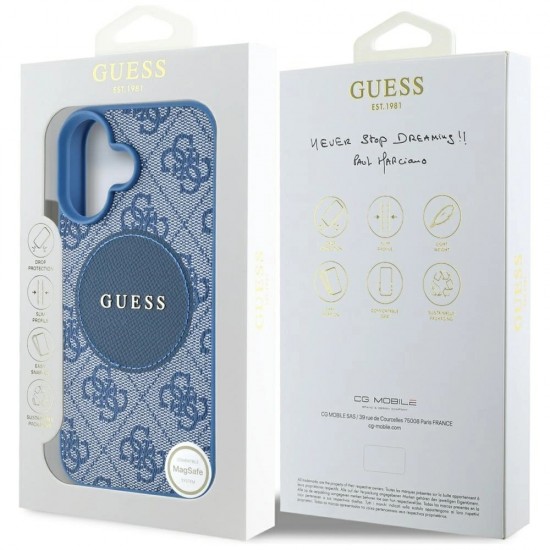 Guess 4G Circle Classic Logo MagSafe case for iPhone 16 - blue