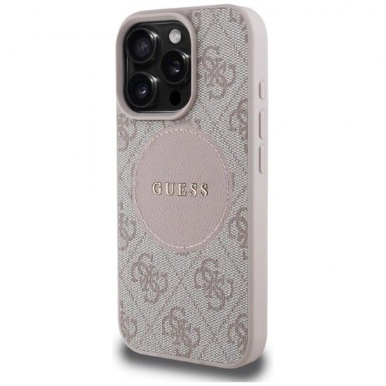 Guess 4G Circle Classic Logo MagSafe iPhone 16 Pro Case - Pink
