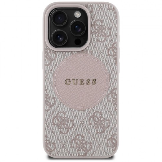 Guess 4G Circle Classic Logo MagSafe iPhone 16 Pro Case - Pink