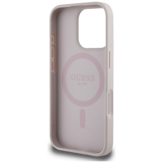 Guess 4G Circle Classic Logo MagSafe iPhone 16 Pro Case - Pink