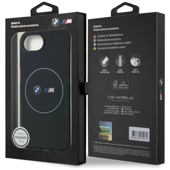 BMW IML Metal White Circle MagSafe iPhone 16e Case - Black