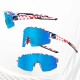 Rockbros Polarized Cycling Glasses with UV Protection and Corrective Insert Blue Lenses - USA Pattern - White