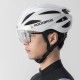 Rockbros Bike Helmet with Visor, Detachable UV Protective Goggles, Unisex, Matte - White