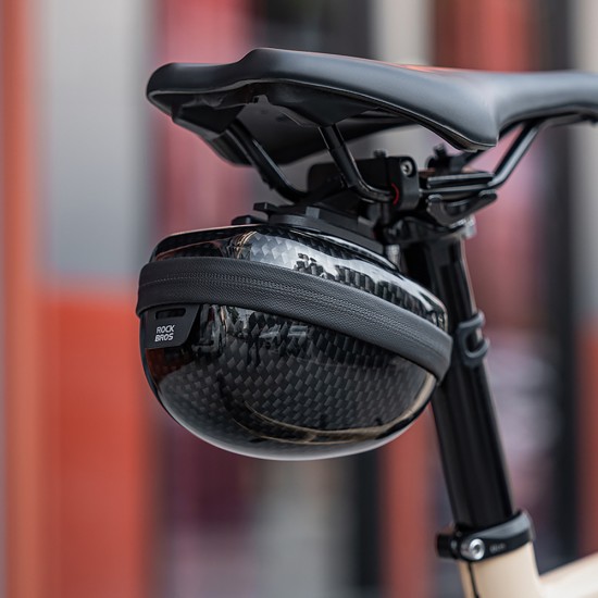 Rockbros rigid hard shell saddle bag, compact, 0.4l capacity - carbon pattern