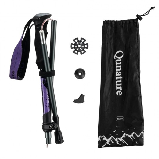Qunature Nordic Walking Trekking Pole Aluminum 110 - 130 cm 1 pc. - Purple