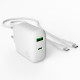 Puro Daily Prolite 45W USB-C USB-A Power Delivery Charger with USB-C Cable - White